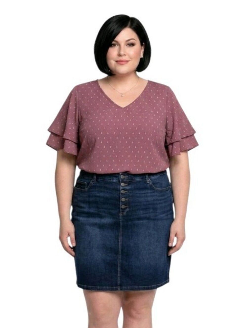 St. John's Bay Dark Wash Button-Fly Secretly Slender Denim Pencil Skirt Size 3X